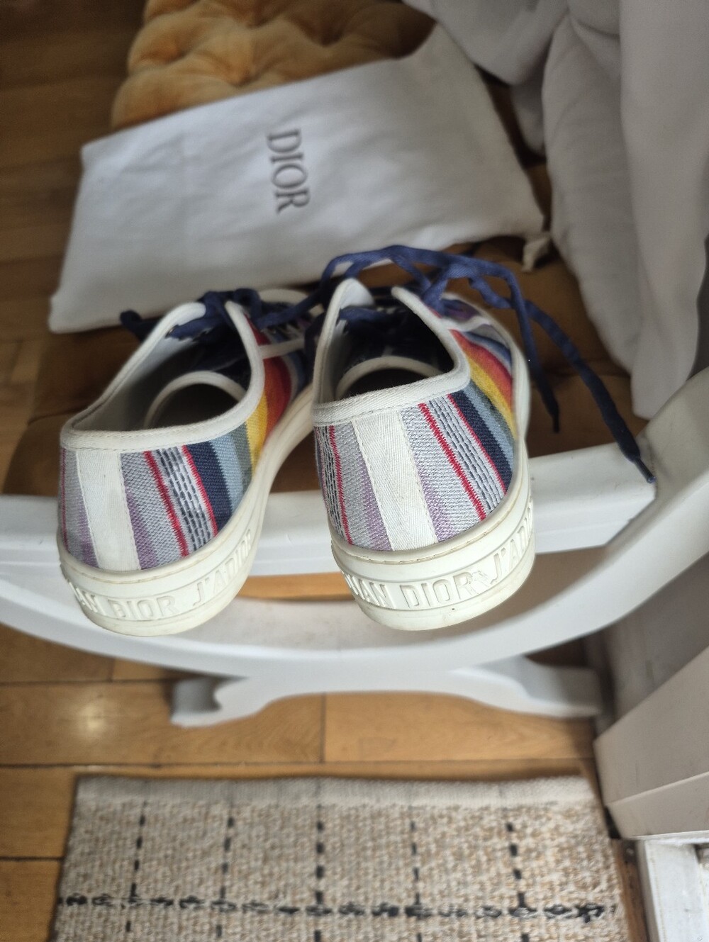 Christian Dior Walk'n'Dior Rainbow Striped Canvas Sneakers 38 US 7.5 - Picture 8 of 9